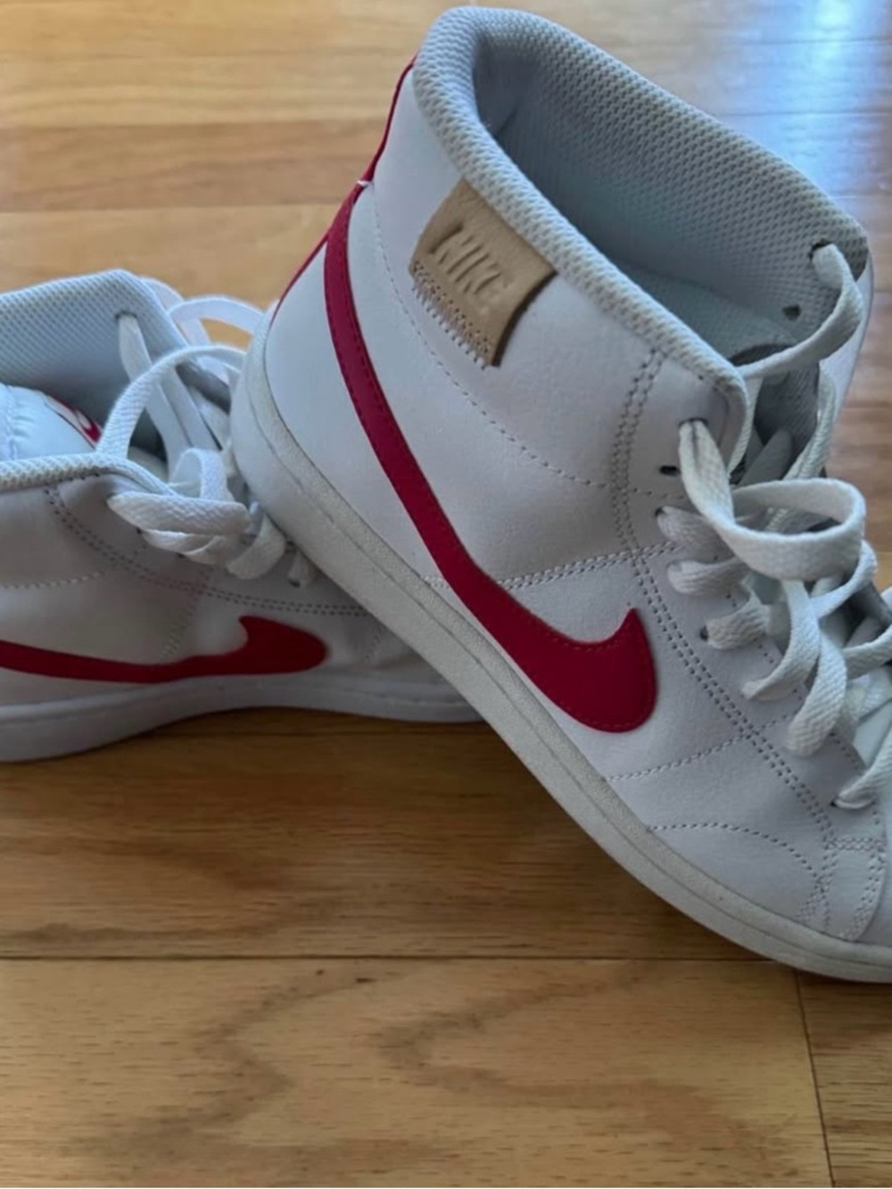 Nike Women’s High-Top Athletic Shoes White with Pink Swoosh